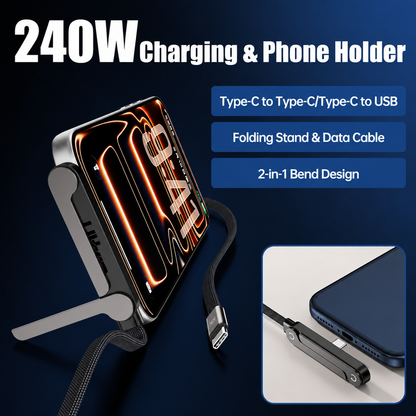 2-in-1 Fast Charging Cable with Phone Stand | 240W USB-C