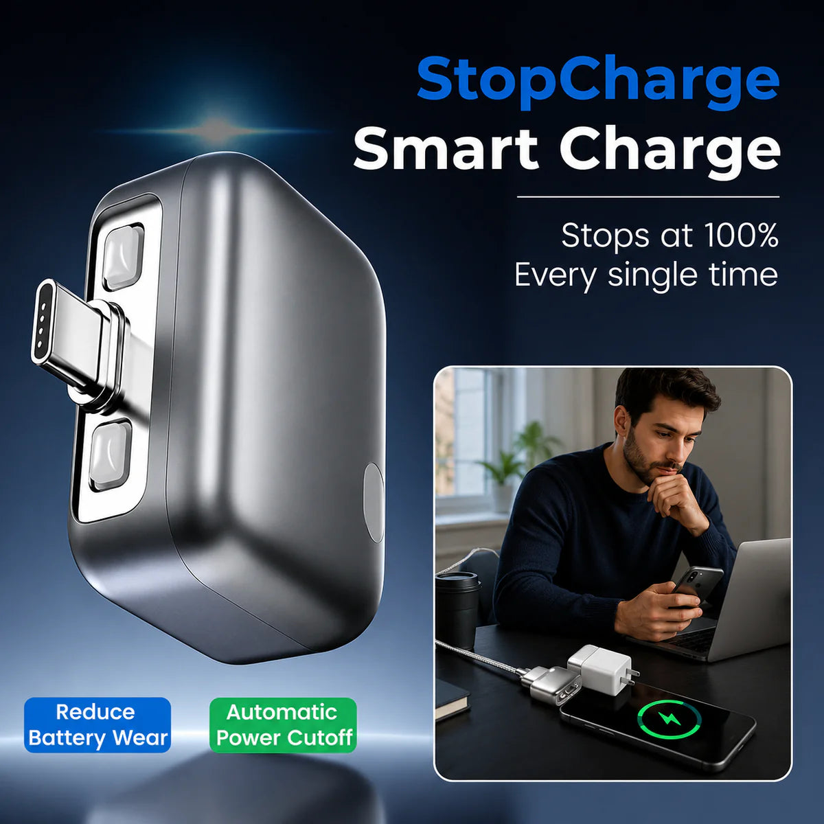 140W Auto-Eject Smart Charging | Auto Disconnect | Battery Protection