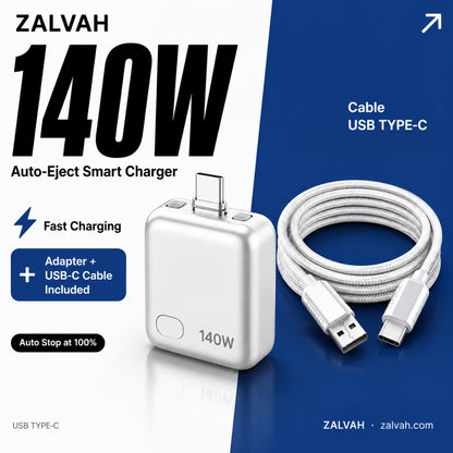 140W Auto-Eject Smart Charging | Auto Disconnect | Battery Protection